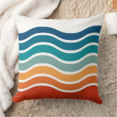レトロスタイリッシュ波形ストライプパターン クッション (ブランケット)