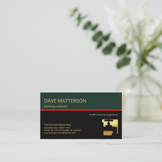 レトロスタイリッシュ画層赤線配管配管配管配管配管配管配管 名刺 (スタンド正面)