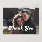 レトロスタイリッシュ白黒結婚のThank You写真 ポストカード (正面)