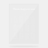 レトロスタイリッシュ結婚の座席表の澄ん標識 アクリルサイン (正面)