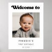 レトロスタイリッシュ誕生日ウェルカムフォトサイン ポスター (正面)