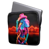 レトロスタイリッシュ鮮やかネオン照明付き女性のカーボーイ ラップトップスリーブ (正面左)