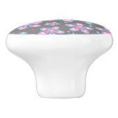 レトロスタイリッシュ60sピンク&ターコイズフラワーズ セラミックノブ (側面)