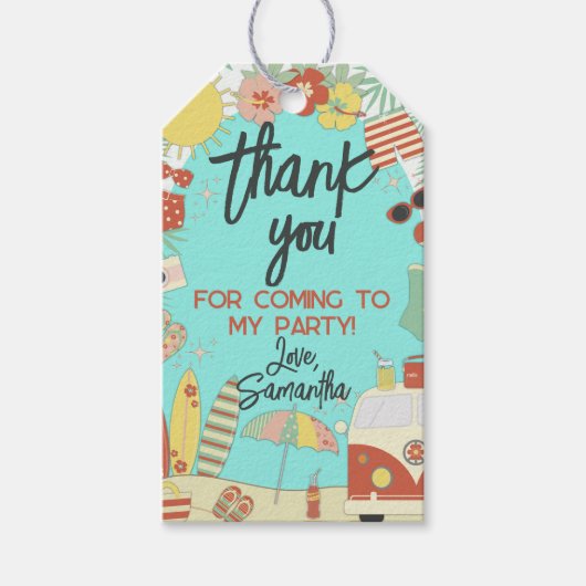レトロスタイリッシュGroovyビーチパーティーありがとう ギフトタグ (正面)