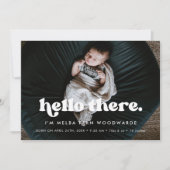 レトロスタイリッシュHello Thereベビー写真誕生 案内状 (正面)