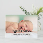 レトロスタイリッシュHello Thereベビー写真誕生 案内状 (スタンド正面)