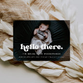 レトロスタイリッシュHello Thereベビー写真誕生 案内状