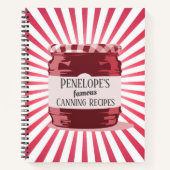 レトロスタイルあなたの有名な缶詰レシピレッドジャー ノートブック (正面)