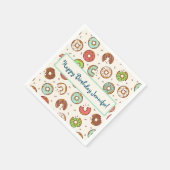 レトロスタイルかわいいカラフルドーナツパターン誕生日 スタンダードカクテルナプキン (角)