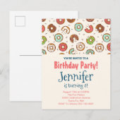 レトロスタイルかわいいカラフルドーナツ型 インビテーションポストカード (正面/裏面)