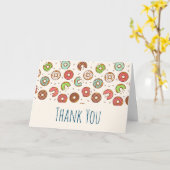 レトロスタイルかわいいカラフルドーナツ型 カード (黄色い花)