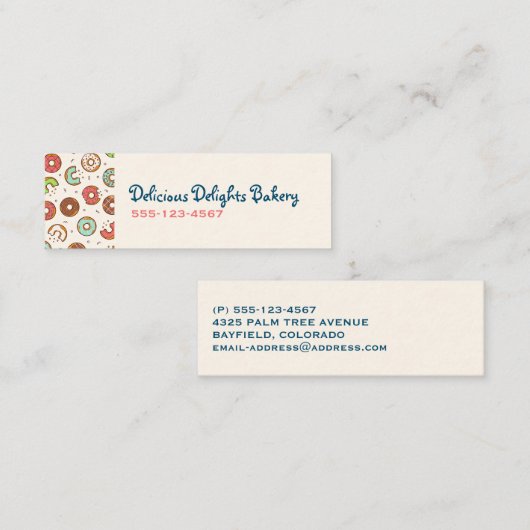 レトロスタイルかわいいカラフルドーナツ型 スキニー名刺 (正面/裏面)