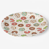 レトロスタイルかわいいカラフルドーナツ型 ペーパープレート (アングル)