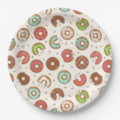 レトロスタイルかわいいカラフルドーナツ型 ペーパープレート (正面)