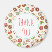 レトロスタイルかわいいカラフルドーナツ柄ありがとう マグネット (正面)