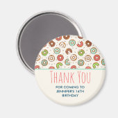 レトロスタイルかわいいカラフルドーナツ柄ありがとう マグネット (正面/裏面)