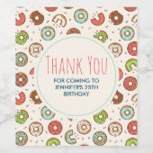 レトロスタイルかわいいカラフルドーナツ柄ありがとう ワインラベル (シングルラベル)