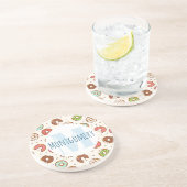 レトロスタイルかわいいカラフルドーナツ模様モノグラム コースター (側面)