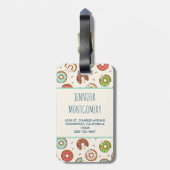 レトロスタイルかわいいカラフルドーナツ模様モノグラム ラゲッジタグ (裏面縦)