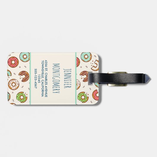 レトロスタイルかわいいカラフルドーナツ模様モノグラム ラゲッジタグ (裏面横)