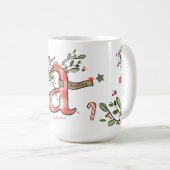 レトロスタイルかわいいクリスマスモノグラムA名前 コーヒーマグカップ (正面右)