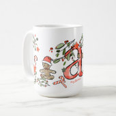 レトロスタイルかわいいクリスマスモノグラムA名前 コーヒーマグカップ (正面左)