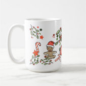 レトロスタイルかわいいクリスマスモノグラムA名前 コーヒーマグカップ (左)