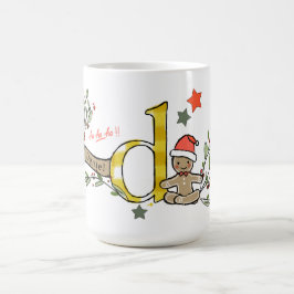 レトロスタイルかわいいクリスマスモノグラムD名前 コーヒーマグカップ