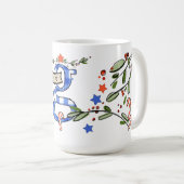 レトロスタイルかわいいクリスマスモノグラムG名前 コーヒーマグカップ (正面右)