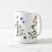 レトロスタイルかわいいクリスマスモノグラムJ名前 コーヒーマグカップ (正面右)