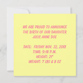 レトロスタイルかわいいトイ鴨ベビー誕生のお知らせ 招待状 (裏面)