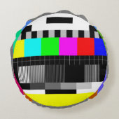 レトロスタイルでのtv無信号のイラストレーション。 ラウンドクッション (裏面)