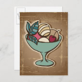 レトロスタイルのアイスクリームのイラスト ポストカード (正面/裏面)