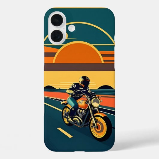 レトロスタイルのオートバイライダー風光明媚な夕日 Case-Mate iPhoneケース (裏面)
