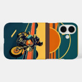 レトロスタイルのオートバイライダー風光明媚な夕日 Case-Mate iPhoneケース (裏面 (横))