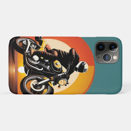 レトロスタイルのオートバイライダー風光明媚な夕日 Case-Mate iPhoneケース (裏面(横))