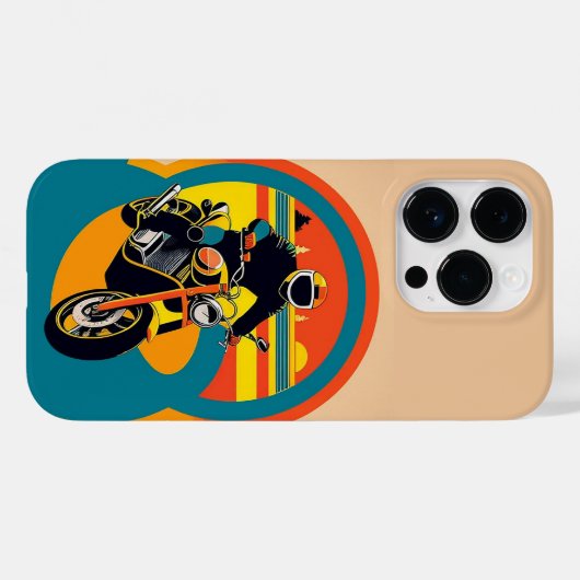 レトロスタイルのオートバイライダー風光明媚な夕日 Case-Mate iPhoneケース (裏面 (横))