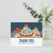 レトロスタイルのカップケーキ スイート デザート ありがとう ポストカード (スタンド正面)