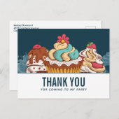 レトロスタイルのカップケーキ スイート デザート サンクス ポストカード (正面/裏面)