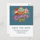 レトロスタイルのカップケーキ スイート デザート セーブ・ザ・デート ポストカード (正面/裏面)