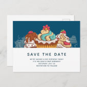 レトロスタイルのカップケーキ スイート デザート 保存日付 ポストカード (正面/裏面)