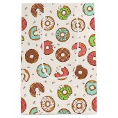 レトロスタイルのカラフルなドーナツ柄誕生日 ミディアムペーパーバッグ (裏面)