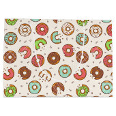 レトロスタイルのカラフルなドーナツ柄誕生日 ラージペーパーバッグ (裏面)