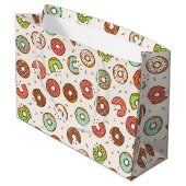 レトロスタイルのカラフルなドーナツ柄誕生日 ラージペーパーバッグ (裏面アングル)