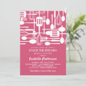 レトロスタイルのキッチン用品 ブライズシャワー 招待状 (スタンド正面)