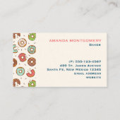 レトロスタイルのキュートでカラフルなドーナツ柄のパン屋 名刺 (裏面)