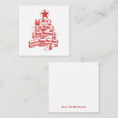 レトロスタイルのクリスマスホリデージョイ 赤白カスタム ノートカード (正面/裏面)