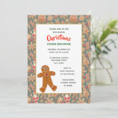レトロスタイルのクリスマス・クッキー交換パーティーの招待状 招待状 (スタンド正面)