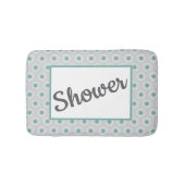 レトロスタイルのグレーアクアサークルパターン カスタマイズ可能 バスマット (正面)