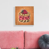レトロスタイルのケーキイラストレーション キャンバスプリント (インサイチュ (リビング))